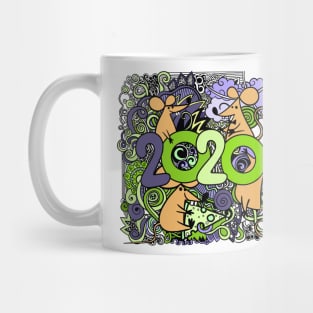 Freehand drawn silhouette small mouse. Lunar horoscope sign Mug